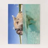 Joyeux Cochon sur la plage Jigsaw Puzzle (Vertical)