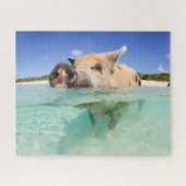 Joyeux Cochon sur la plage Jigsaw Puzzle (Horizontal)