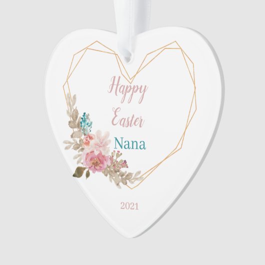 Joyeux coeur floral géométrique Nana de Pâques (devant)