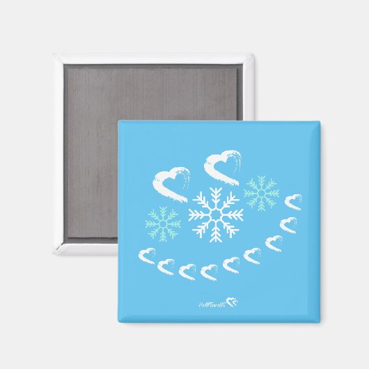 Joyeux Coeurs Snowflake Magnet de Noël (Recto/Verso)