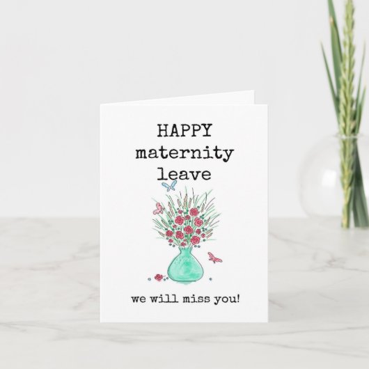 Joyeux Congé de maternité, Fleurs, Vase, Carte (Devant)