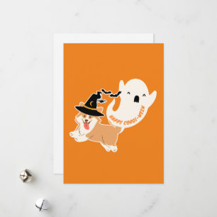 Joyeux Corgi-Ween Carte de vacances plate de Cor