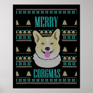 Joyeux Corgmas Ugly Kerstmis Corgi Poster