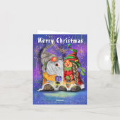 Joyeux Couple Gnomes chantant la carte de Noël (Dos)