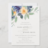 Joyeux Couples Floral Jaune Invitation douche (Devant)