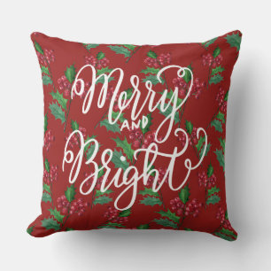 Joyeux Coussin de Noël brillant/rouge flocon de ne