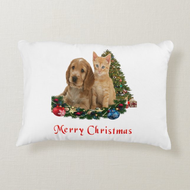 Joyeux coussin de Noël pour chaton et chiot (Dos)