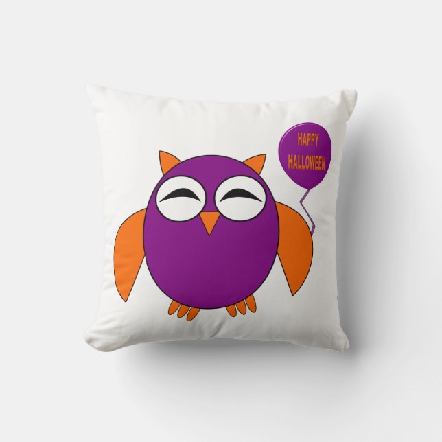 Joyeux Coussin du hibou de la fête d'Halloween (Recto)