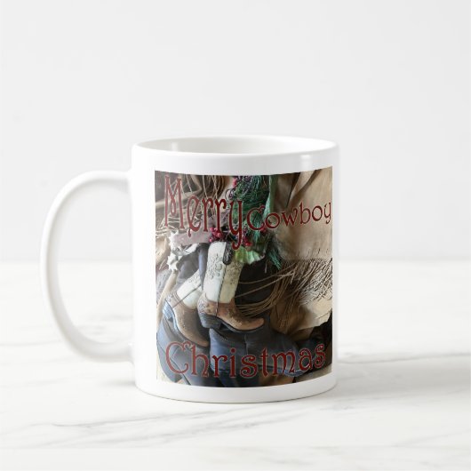 Joyeux Cowboy Noël Cowboy Boots Coffee Mug (Gauche)