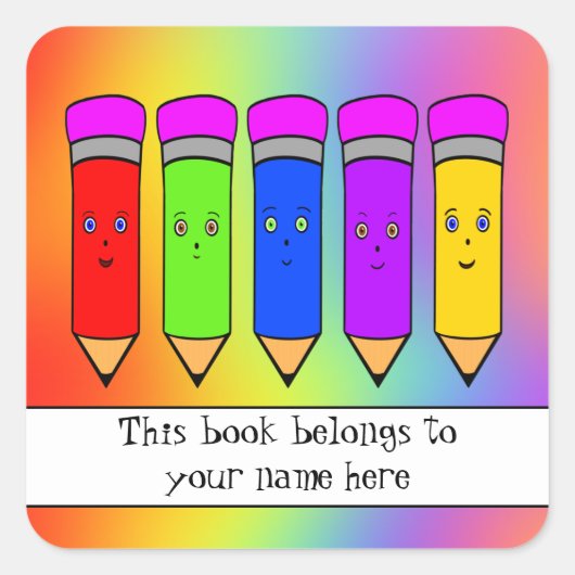 Joyeux crayons ! autocollant "Ce livre appartient (Devant)
