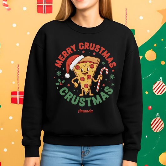 Joyeux Crustmas Fun Pizza Noël Sweatshirt