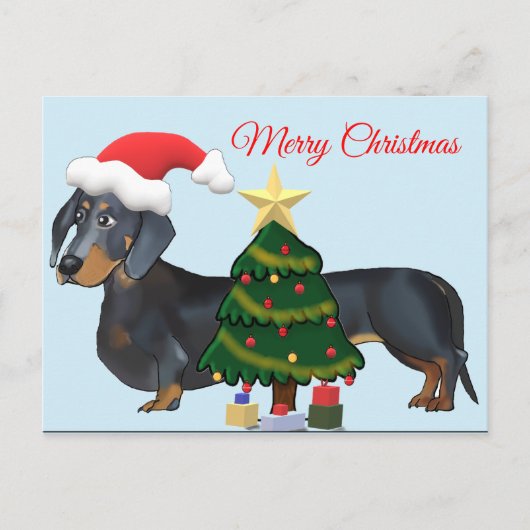 Joyeux Dachshund de Noël avec Carte Arbre (Devant)