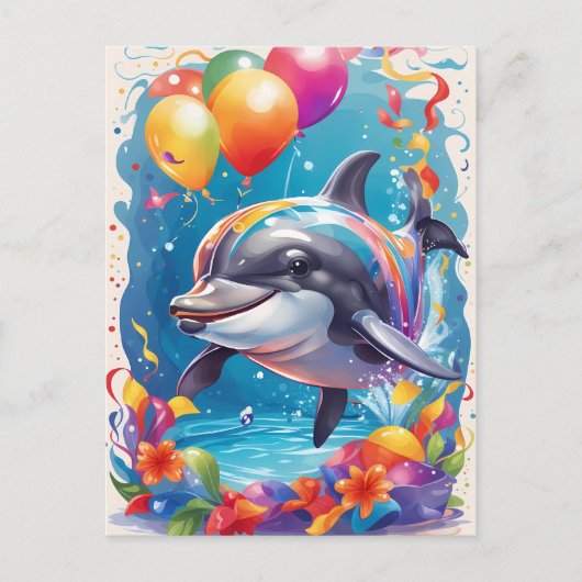 Joyeux dauphin souriant et célébrant | Carte (Devant)