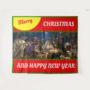 Joyeux décor de Noël mur et fenêtres Tapisserie