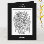 Joyeux design de la carte de coloriage d'anniversa (Fleur jaune)