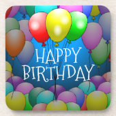 Joyeux Dessous de verre de liège à ballons d'anniv (Devant)