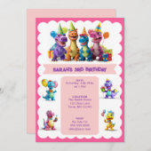Joyeux Dinosaures Invitation Anniversaire (Devant / Derrière)