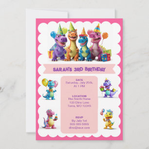 Joyeux Dinosaures Invitation Anniversaire