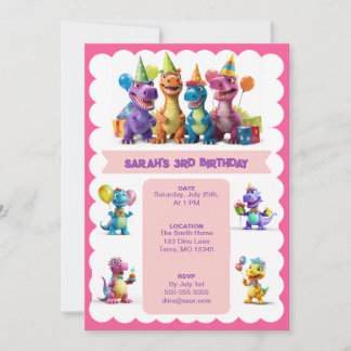 Joyeux Dinosaures Invitation Anniversaire