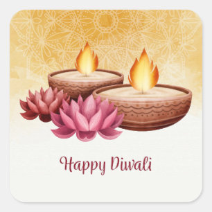 Joyeux Diwali   Autocollant carré