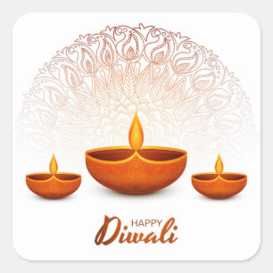 Joyeux Diwali Autocollant carré