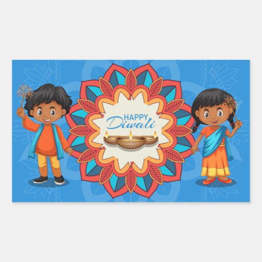 Joyeux Diwali Autocollant rectangulaire (Devant)