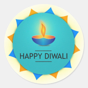 Joyeux Diwali Autocollant Rond Classique pour Fer