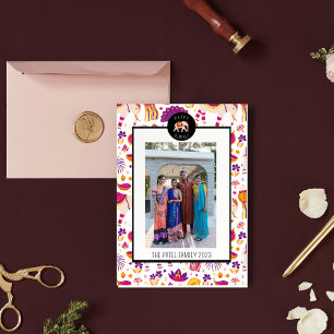 Joyeux Diwali Elephant Carte photo de vacances