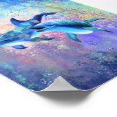 Joyeux Dolphin Couple Poster Peinture (Coin)