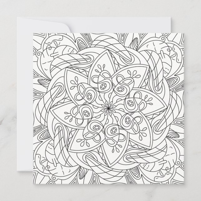 Joyeux Doodles : Carte De Coloration Fleur Mignonn (Devant)