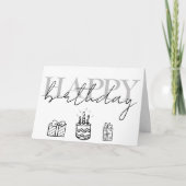 Joyeux Doodles d'anniversaire Carte simple (Devant)