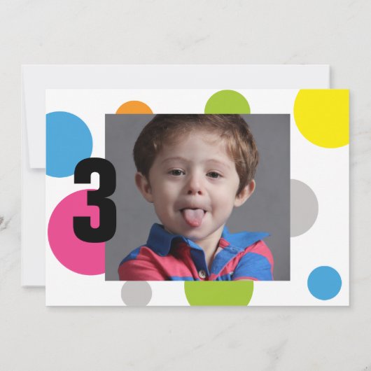 Joyeux Dots Invitation photo de fête d'anniversair (Dos)