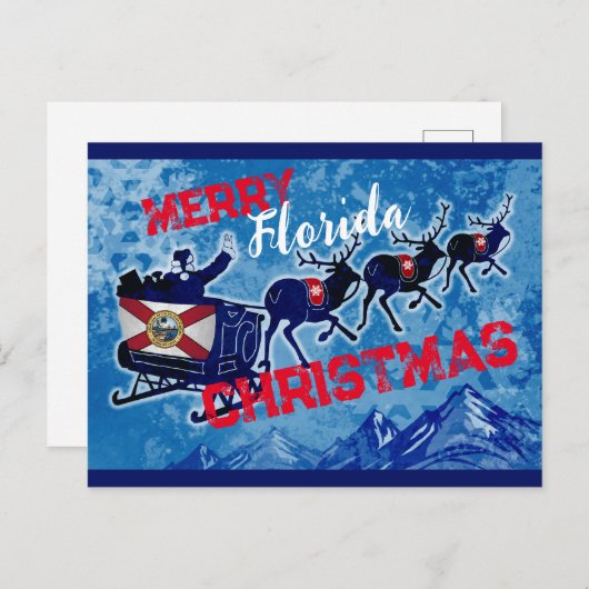 Joyeux drapeau de Floride carte postale de Noël (Devant / Derrière)