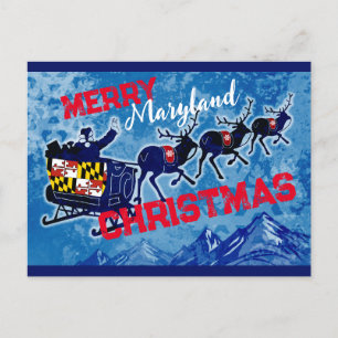 Joyeux drapeau du Maryland Carte postale de Noël