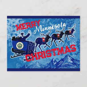 Joyeux drapeau du Minnesota carte postale de Noël