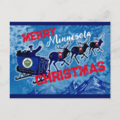 Joyeux drapeau du Minnesota carte postale de Noël (Devant)