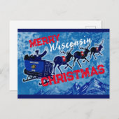 Joyeux drapeau du Wisconsin Carte postale de Noël (Devant / Derrière)