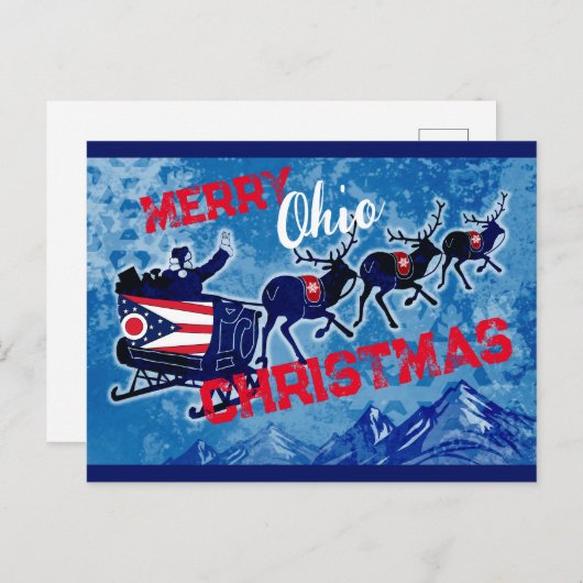 Joyeux drapeau Ohio carte postale de Noël (Devant / Derrière)