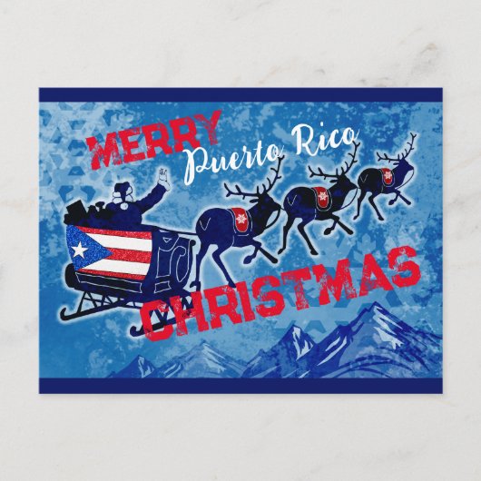 Joyeux drapeau Porto Rico carte postale de Noël (Devant)
