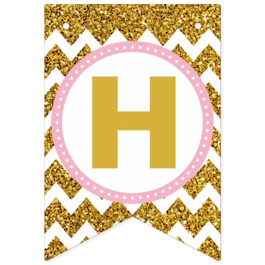 Joyeux drapeaux de Bunting d'Anniversaire Or et Ro (Deuxième drapeau)