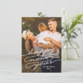 Joyeux Ecriture ÉDITABLE COULEUR Carte Nouvel An (Debout devant)