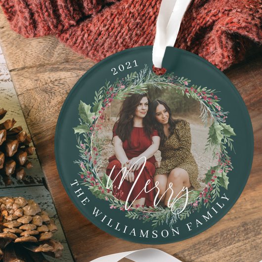 Joyeux Elegant Festif Aquarelle Wreath Two Photo