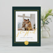 Joyeux Elegant Gold Family Photo Foil Carte de vac (Debout devant)