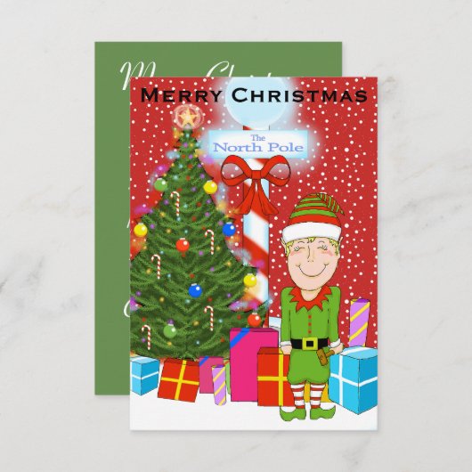 Joyeux Elfe Noël Invitation (Devant / Derrière)