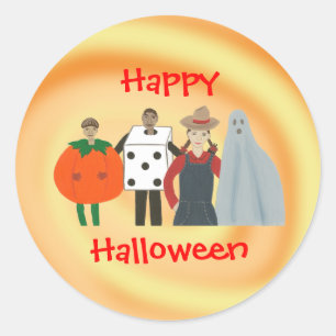 Joyeux enfants d'Halloween en costumes Stickers