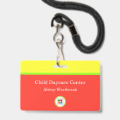 Joyeux enfants Garderie Logo Modèle Nom Badges (Avant avec lanière)