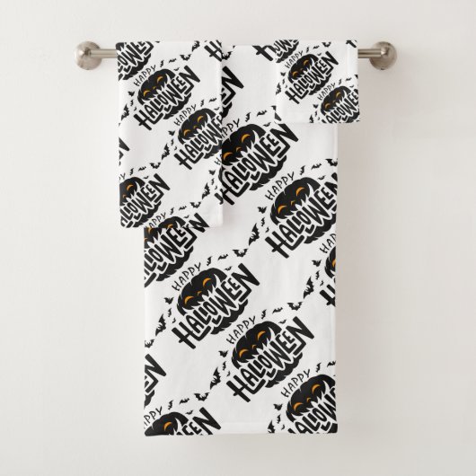 Joyeux ensemble de serviettes de bain Citrouille H (En situation)