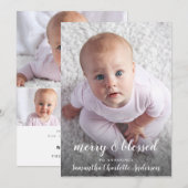 Joyeux et béni photo Collage Faire-part de naissan (Devant / Derrière)