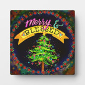 Joyeux et béni Plaque d'arbre de Noël festif (Devant)