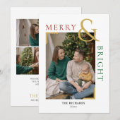 Joyeux et brillant Carte photo de Noël minimal (Devant / Derrière)